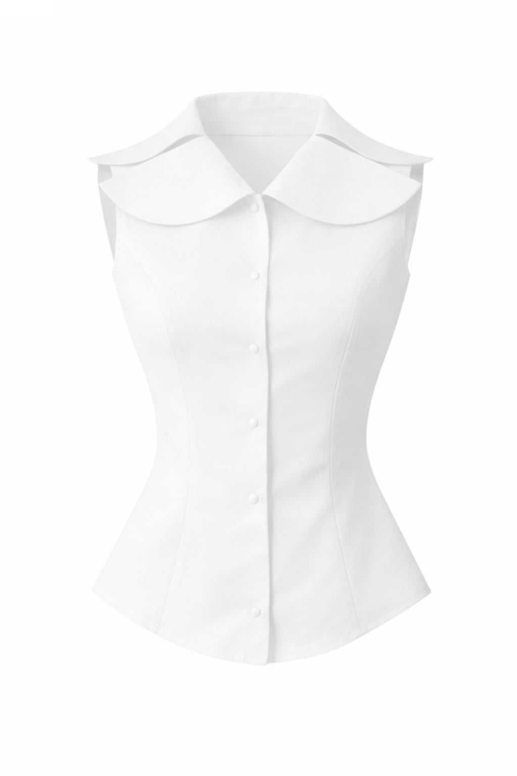 Waisted silk blouse with a double collar
